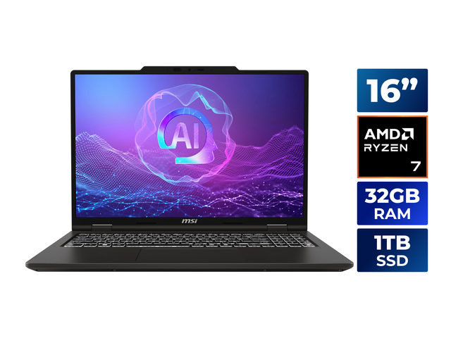 MSI Venture A16 AI+ FHD+ Touchscreen 16' Laptop, AMD Ryzen AI 7 350, AMD Radeon Graphics, 32GB DDR5, 1TB NVMe SSD, Windows 11 (Venture A16 AI+...