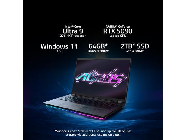 GIGABYTE - AORUS MASTER 18 - 18" 240Hz 2560x1600 WQXGA Intel Core Ultra 9 275HX - 2TB SSD - 64GB DDR5 RAM - GeForce RTX 5090 - 5-Degree Black - image 6