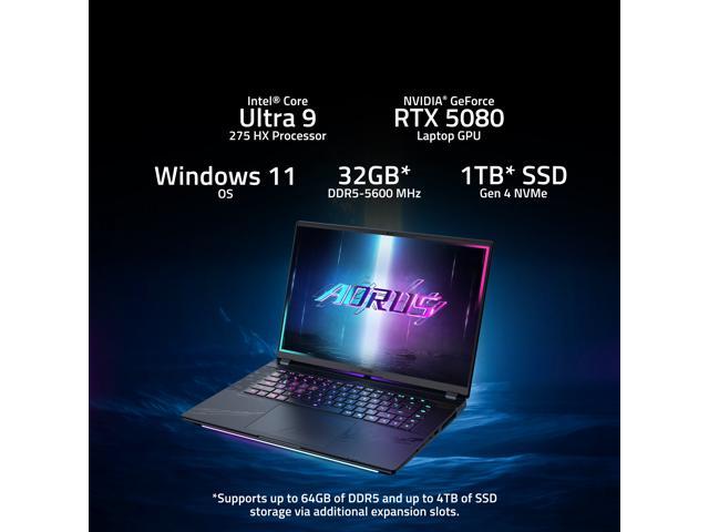 GIGABYTE - AORUS MASTER 16 - 16" 240Hz 2560x1600 WQXGA Intel Core Ultra 9 275HX - 1TB SSD - 32GB DDR5 RAM - GeForce RTX 5080 - Dark Tide - image 12