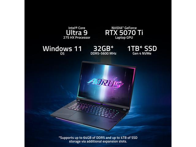 GIGABYTE - AORUS MASTER 16 - 16" 240Hz 2560x1600 WQXGA Intel Core Ultra 9 275HX - 1TB SSD - 32GB DDR5 RAM - GeForce 5070Ti - Dark Tide - image 12