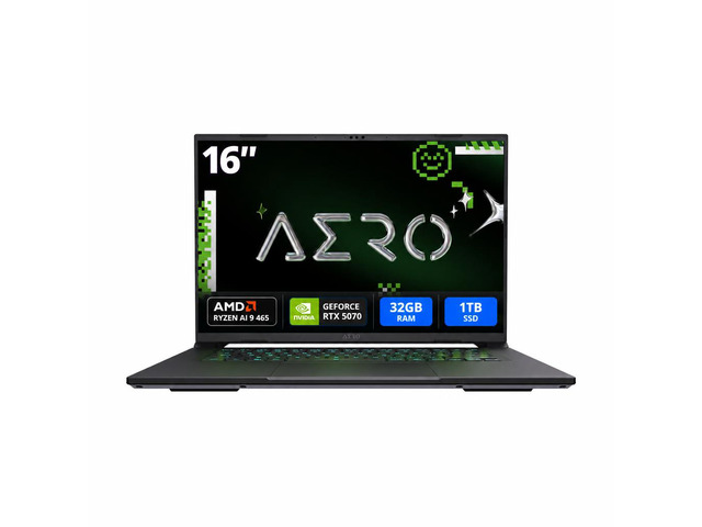 GIGABYTE - AERO X16 - Copilot+ PC - 16.0' WQXGA 165 Hz - AMD Ryzen Al 9 465 - GeForce RTX 5070 Laptop GPU - 32GB Memory DDR5 5600 - 1 TB PCIe NVMe...