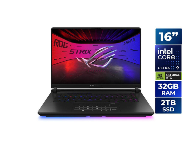 ASUS ROG Strix Scar- 16' GeForce RTX 5090 Laptop GPU - Intel Core Ultra 9 275HX - 32GB Memory - 2 TB PCIe SSD - Wi-Fi 7 Windows 11 Pro GAMING...
