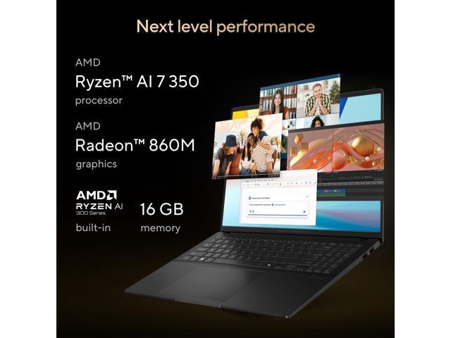 ASUS Vivobook S16 16' Copilot+ PC Laptop AMD Ryzen AI 7 350 16GB Memory 1 TB NVMe SSD AMD Radeon 860M 1 Windows 11 Home M5606KA-DS76