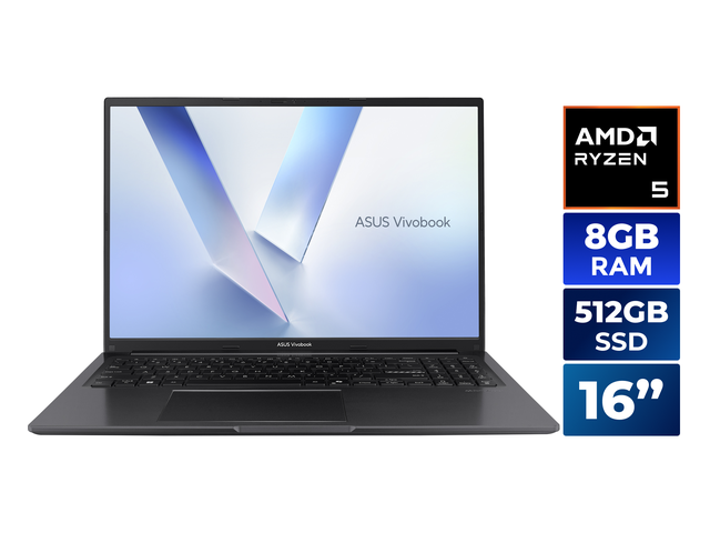 ASUS VivoBook 16 16.0' AMD Ryzen 5 150 8GB DDR5 Memory DDR5 4800 512GB NVMe SSD Windows 11 Home M1605NAQ-ES51