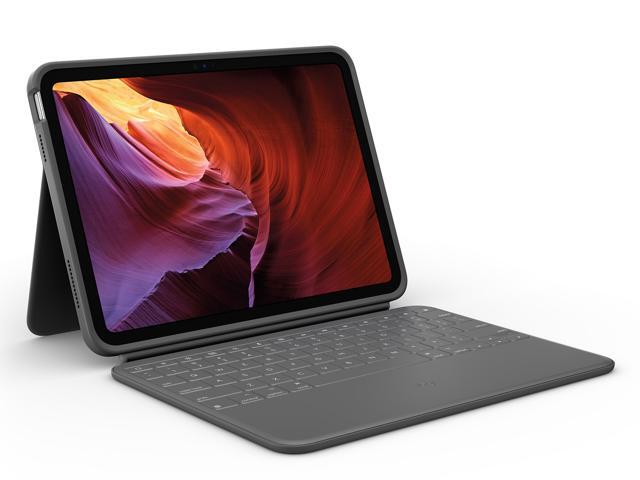 Logitech - Rugged Folio Keyboard Case for Apple iPad - Latest Model A16 chip and iPad 10th Gen with Spill-proof Keyboard - Oxford Gray