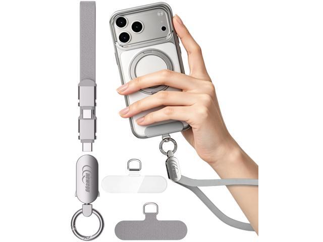 Newegg NEC10 2-in-1 Phone Wrist Strap & Charging Cable, 240W USB-C to USB-C Fast Charging Cord 0.98FT, Anti-Theft Anti-Drop Phone Lanyard,.