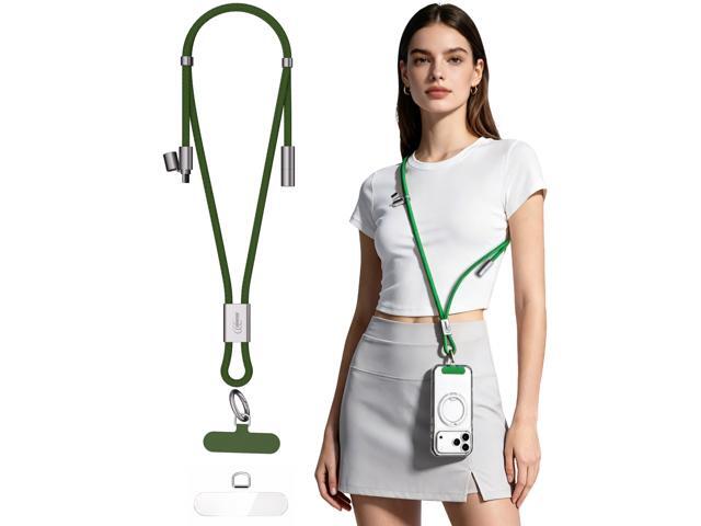 Newegg NEC11 2-in-1 Phone Lanyard Charger Cable, Adjustable Crossbody Neck Phone Strap Anti-Drop Hands-Free Phone Lanyard, 60W USB-C to USB-C Fast.