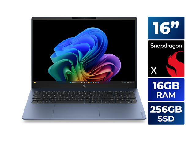 HP OmniBook 3 16.0' Qualcomm Snapdragon X X1-26-100 16GB DDR5 Memory LPDDR5x-8448 256GB NVMe SSD Windows 11 Home 16-bz0010ca