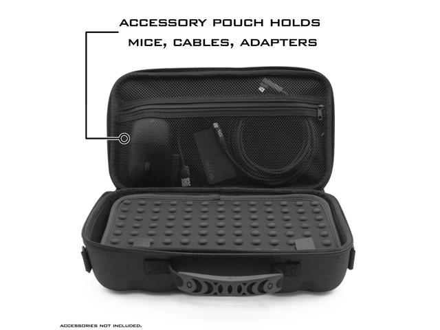 CASEMATIX - 60% Keyboard Case Compatible with Keys up to 11.5' - Travel Case with Shoulder Strap and Netted Accessory Storage