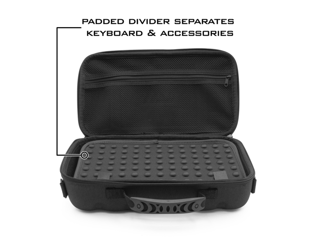 CASEMATIX - 60% Keyboard Case Compatible with Keys up to 11.5' - Travel Case with Shoulder Strap and Netted Accessory Storage