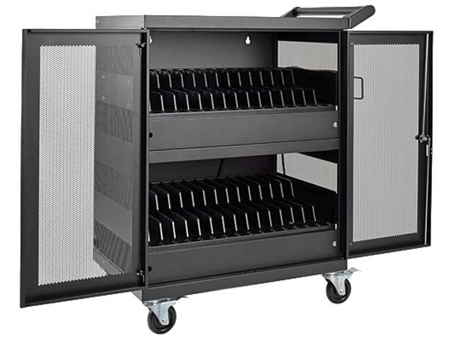 Tripp Lite CSC32AC Multi-Device Charging Cart, 32 AC Outlets, Chromebooks and Laptops, Wall-Mount Option, Black