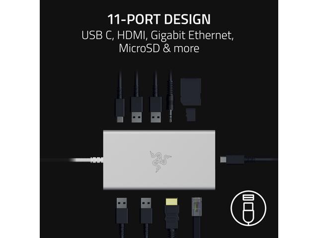 Razer - USB C Dock Station with 11 Ports for PC and Mac - Mercury - image 6