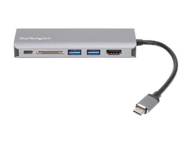 StarTech. com USB C Multiport Adapter - USB-C Travel Dock to 4K HDMI, 3 x USB 3.0 Hub, SD/SDHC, GbE, 60W PD 3.0 Pass-Through - USB...