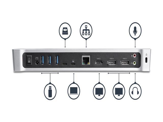 StarTech. com DK30CH2DPPD 4K USB C Dock - 60W Power Delivery - Triple Monitor USB C to HDMI DisplayPort Docking Station (DK30CH2DPPD)