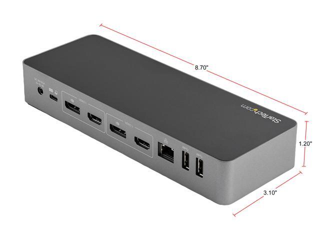 StarTech. com Black & Space Gray DK30C2DPEP Dual 4K Universal Laptop Docking Station - USB-C / USB 3.0 - 100W PD