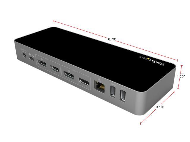 StarTech. com Black & Space Gray DK30C2DPPD Dual 4K Universal Laptop Docking Station - USB-C / USB 3.0 - 60W PD
