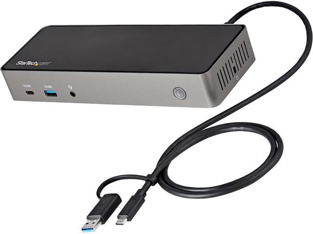 StarTech USB-C & USB-A Dock - Hybrid Universal Triple Monitor Laptop Docking Station DisplayPort & HDMI 4K 60Hz - 85W Power Delivery, 6x USB Hub.