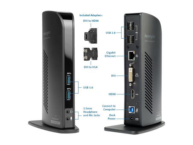 Kensington USB 3.0 Dual Display Docking Station HDMI/DVI/VGA for Windows, Mac OS, Surface Pro & Surface Laptop (K33972US)