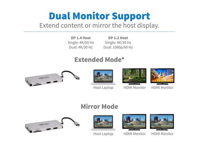 Tripp Lite USB C Dock Dual-Display 4K HDMI USB Hub Memory Card PD Charging
