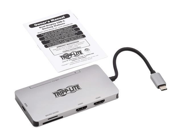 Tripp Lite USB C Dock Dual-Display 4K HDMI USB Hub Memory Card PD Charging