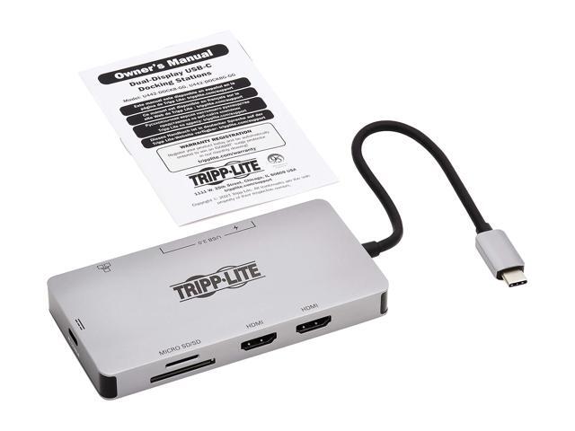 Tripp Lite USB C Dock Dual-Display HDMI USB Hub Memory Card Gbe PD Charging