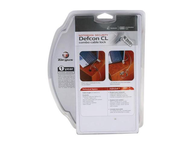 Targus DEFCON T-Lock Resettable Combo Cable Lock - PA410U