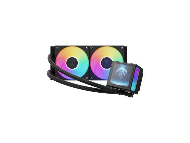 GAMDIAS CHIONE P5-240 Liquid CPU Cooler, 240mm AIO w/Customizable 3.4'' IPS LCD, Rotatable Magnetic Pump, Hidden Cable Fan (Daisy-Chained), Support...