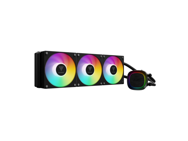 Open Box - GAMDIAS Aura GLV2 360mm AIO Liquid CPU Cooler, Rotatable Performance 10-Pole Pump, 3 x 120mm Daisy-chained Hidden Cable Fans, Low-Noise...