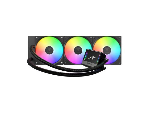 GAMDIAS CHIONE E4 360mm V2 AIO CPU Cooler & ARGB Liquid Cooler with Digital Display, 2600 RPM Pump, Clean Cable Design, 3X 120mm PWM Fan with MOBO.