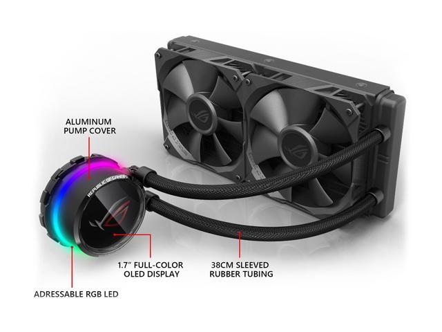 ASUS ROG Ryuo 240 RGB AIO Liquid CPU Cooler 240mm Radiator (Dual 120mm 4-pin PWM Fans) with LIVEDASH OLED Panel and FanXpert Controls,...