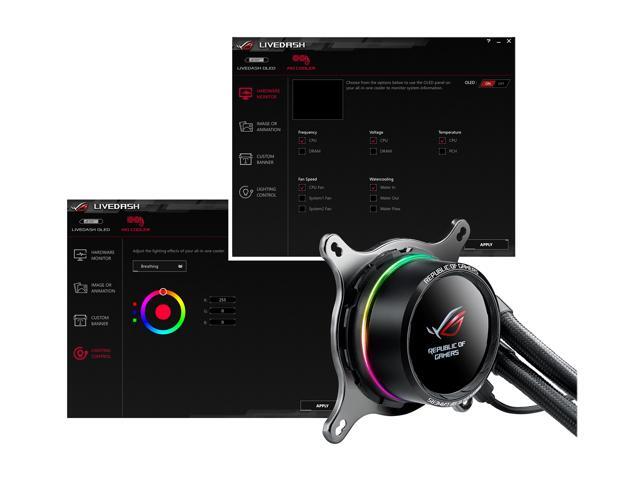 ASUS ROG Ryuo 240 RGB AIO Liquid CPU Cooler 240mm Radiator (Dual 120mm 4-pin PWM Fans) with LIVEDASH OLED Panel and FanXpert Controls,...