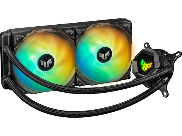 TUF Gaming LC 240 ARGB all-in-one liquid CPU cooler with Aura Sync and dual TUF Gaming 120 mm ARGB radiator fans
