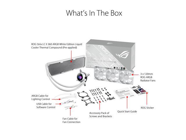 ASUS ROG Strix LC II 360 ARGB White Edition All-in-one AIO Liquid CPU Cooler 360mm Radiator, Intel LGA1700, 115x/2066 and AMD AM4/TR4 Support,...