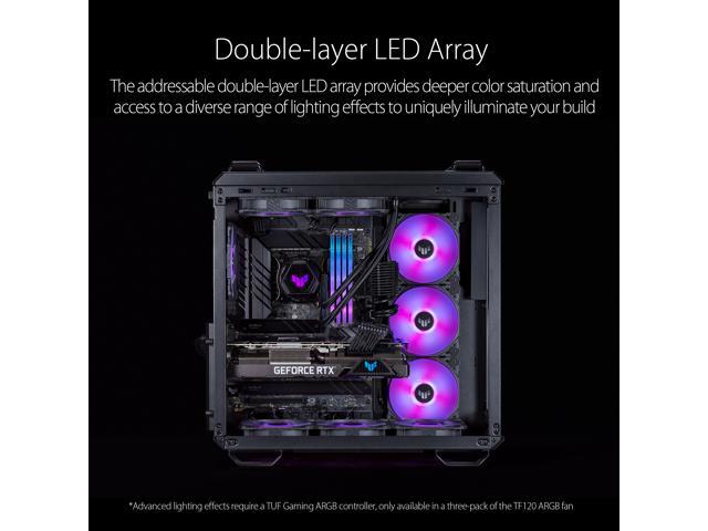 ASUS TUF Gaming TF120 ARGB Chassis Fan 3-Pin Customizable LEDs Blade, Advanced Fluid Dynamic Bearing, 120mm PWM Control, Anti-vibration Pads,...