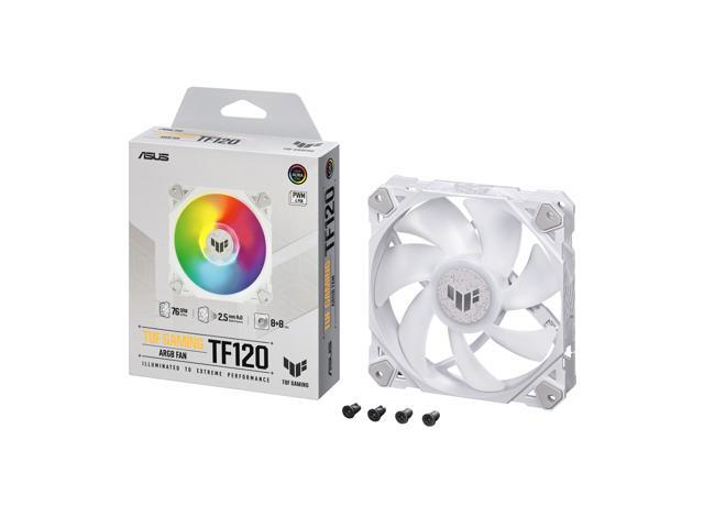 ASUS TUF GAMING TF120 ARGB WHITE EDITION Chassis Fan 3-Pin Customizable LEDs Blade, Advanced Fluid Dynamic Bearing,120mm PWM Control,...