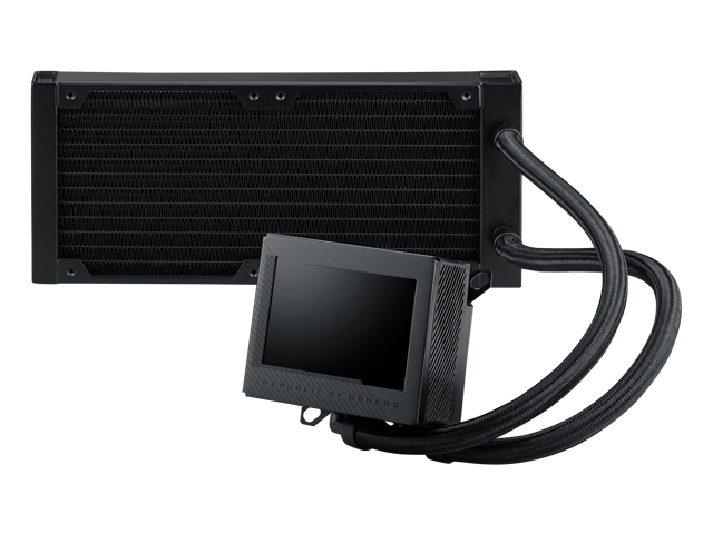 ASUS ROG Ryujin III 240 all-in-one liquid CPU cooler with 240mm radiator. Asetek 8th gen pump, 2x Noctua industrialPPC 120mm fans, 3.5" color LCD