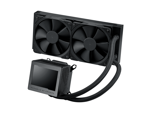 ASUS ROG Ryujin III 240 all-in-one liquid CPU cooler with 240mm radiator. Asetek 8th gen pump, 2x Noctua industrialPPC 120mm fans, 3.5" color LCD