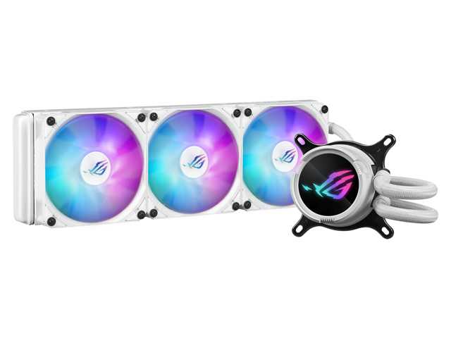 ASUS ROG Strix LC III 360 ARGB White Edition all-in-one CPU liquid cooler with 360° rotatable water block, Asetek's new Gen7 v2 pump, premium ROG...