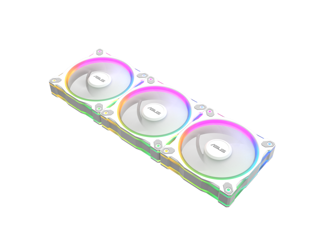 ASUS Prime MR120 ARGB fan white triple pack, 28mm extra-thick frame, quiet, high-performance cooling with PWM control, 20 ARGB LEDs with dual-sided...