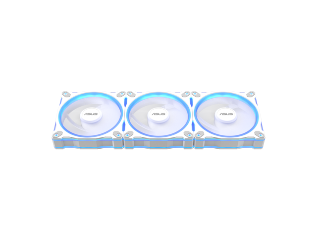 ASUS Prime MR120 ARGB fan white triple pack, 28mm extra-thick frame, quiet, high-performance cooling with PWM control, 20 ARGB LEDs with dual-sided...