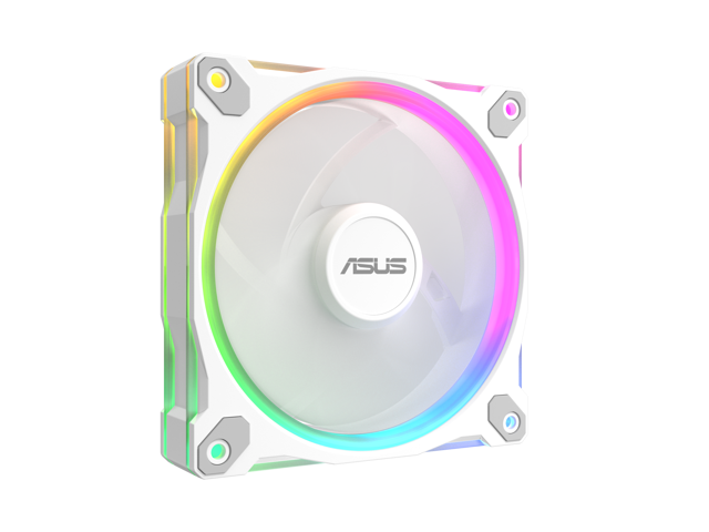 ASUS Prime MR120 ARGB reverse fan white single pack, 28mm extra-thick frame, quiet, high-performance cooling with PWM control, 20 ARGB LEDs with...