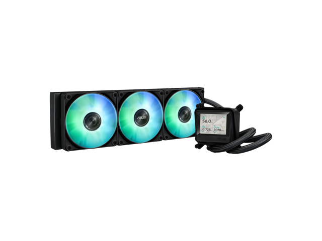 ASUS MAX Gaming LC 360 ARGB LCD all-in-one CPU liquid cooler with advanced cooling performance, vivid 2.4' IPS screen, pre-installed ARGB fans, and...