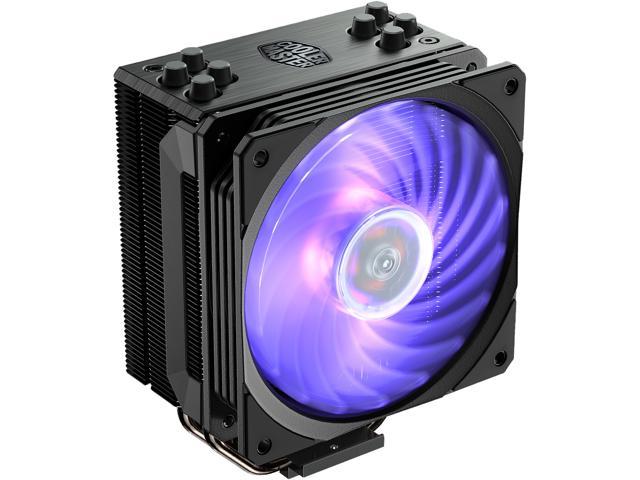 Cooler Master Hyper 212 RGB Black Edition CPU Air Cooler, SF120R RGB Fan, 4 CD 2.0 Heatpipes, Anodized Gun-Metal Black, RGB Lighting for AMD.