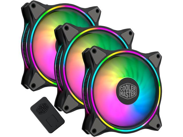 Cooler Master MasterFan MF120 Halo Duo-Ring Addressable RGB Lighting 120mm 3 Pack w/ 24 Independently-Controlled LEDS, Absorbing Rubber Pads, PWM.