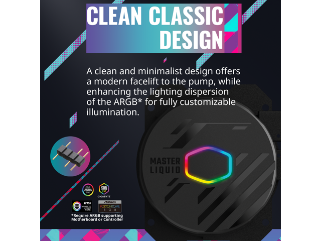 Cooler Master MasterLiquid 240L Core 240mm Close-Loop AIO Liquid Cooler, ARGB Sync, Gen S Coldplate Pump, 120mm PWM, CryoFuze Thermal Paste AMD...