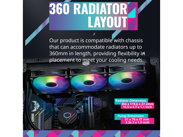 Cooler Master MasterLiquid 360L Core ARGB AIO Liquid CPU Cooler (Black) - image 7