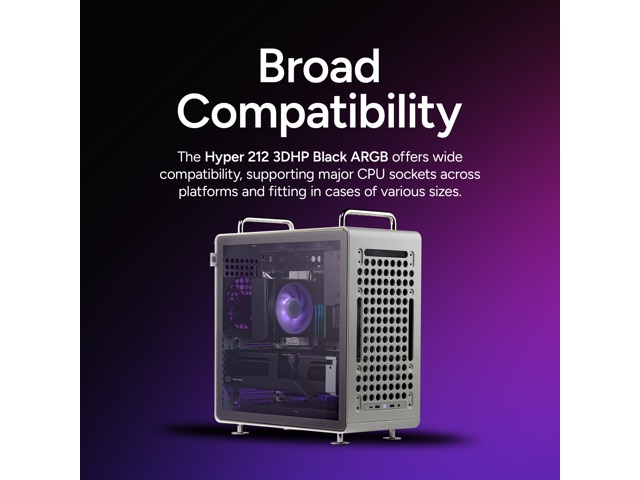Cooler Master - Hyper 212 3DHP Black ARGB CPU Air Cooler - Black and ARGB - image 6