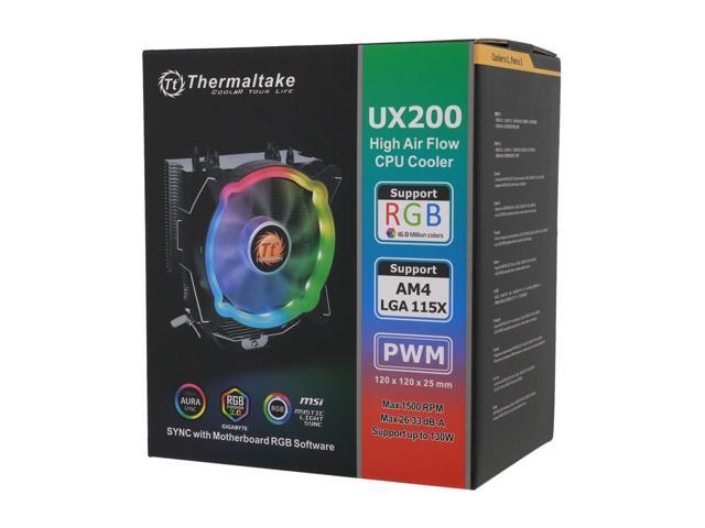 Thermaltake - UX200 5V Motherboard ARGB Sync 16.8 Million Colors 15 Addressable LED Intel/AMD Universal CPU Cooler - Black - image 8