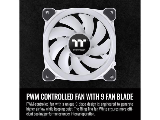 Thermaltake Riing Trio White 120mm 16.8 Million RGB Color (Alexa, Razer Chroma) Software Enabled 3 Light Rings 30 Addressable LED 9 Blades...