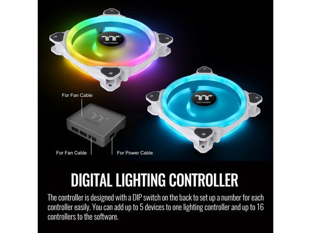 Thermaltake Riing Trio White 120mm 16.8 Million RGB Color (Alexa, Razer Chroma) Software Enabled 3 Light Rings 30 Addressable LED 9 Blades...